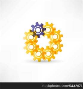 Gears into circle icon
