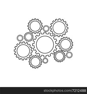 Gears mechanism icon. Support. Line style. Vector