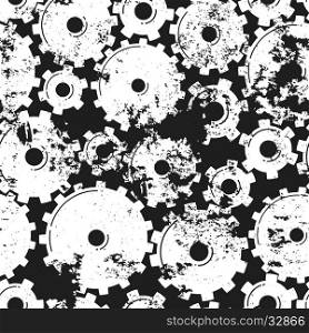Gears Seamless Pattern. Mechanical grungy background. Vector illustration