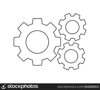 Gears wheel continuous line vector illustration. Round wheel metal symbol company template for business teamwork concept. Dynamic single line draw Moving cog gears.. Gears wheel continuous line vector illustration. Round wheel metal symbol company template for business teamwork concept.