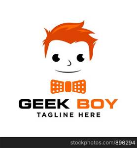 geek - boy logo vector design template