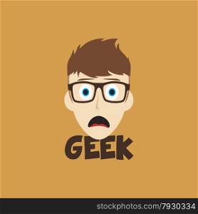 geek guy cartoon face vector art illustration. geek guy