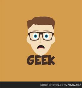 geek guy cartoon face vector art illustration. geek guy