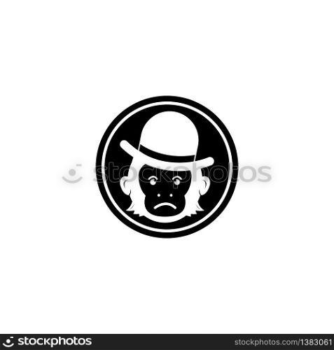 Geek logo design template with monkey in glasses. Vector illustration.