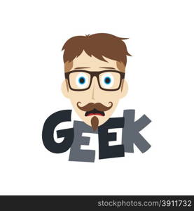 geek male cartoon theme vector art illustration. geek boy