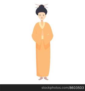 Geisha style icon cartoon vector. Japan female. Kimono girl. Geisha style icon cartoon vector. Japan female