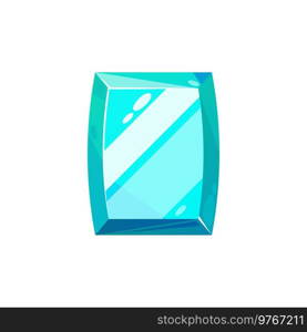 Gem crystal, jewelry gemstone. Vector isolated green blue turquoise jewel crystal. Green blue gem crystal, turquoise gemstone jewelry