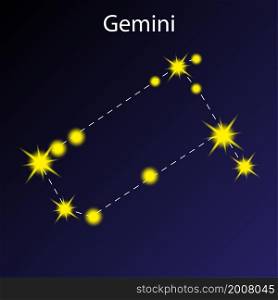 Gemini constellation icon. Horoscope symbol. Astrology element. Blue stellar background. Vector illustration. Stock image. EPS 10.. Gemini constellation icon. Horoscope symbol. Astrology element. Blue stellar background. Vector illustration. Stock image.