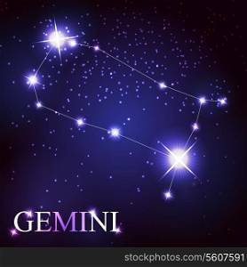 Gemini zodiac sign of the beautiful bright stars on the background of cosmic sky
