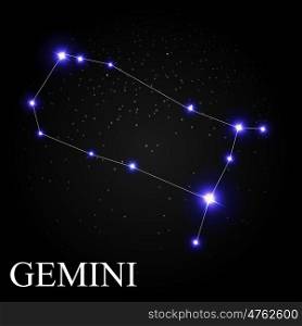 Gemini Zodiac Sign with Beautiful Bright Stars on the Background of Cosmic Sky Vector Illustration EPS10. Gemini Zodiac Sign with Beautiful Bright Stars on the Background