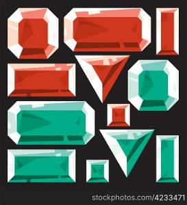 Gems of ruby and emerald. Vector illustration.