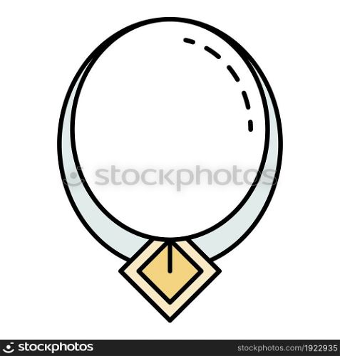 Gemstone necklace icon. Outline gemstone necklace vector icon color flat isolated on white. Gemstone necklace icon color outline vector