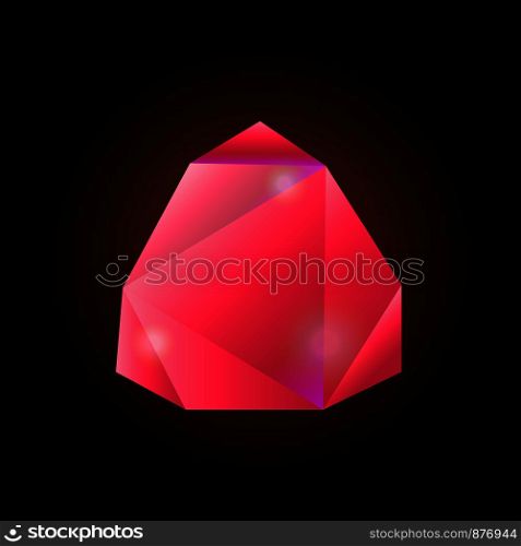 Gemstone precious stone wealthy item isolated icon vector. Ruby costing lots of money fortune, unique and rare natural mineral resources with facets. Richness and reward for selling rock shape. Gemstone precious stone wealthy item isolated icon vector