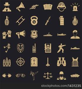 Gendarme icons set. Simple set of 36 gendarme vector icons for web for any design. Gendarme icons set, simple style