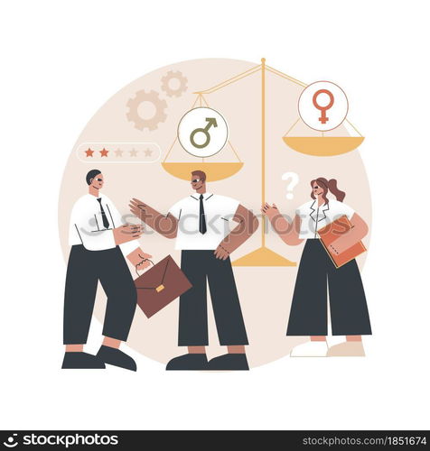 Gender discrimination abstract concept vector illustration. Sexism, gender roles and stereotypes, workplace inequality, skills and capabilities, women rights, labor market abstract metaphor.. Gender discrimination abstract concept vector illustration.