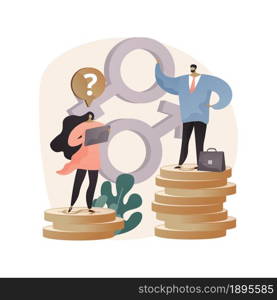 Gender discrimination abstract concept vector illustration. Sexism, gender roles and stereotypes, workplace inequality, skills and capabilities, women rights, labor market abstract metaphor.. Gender discrimination abstract concept vector illustration.