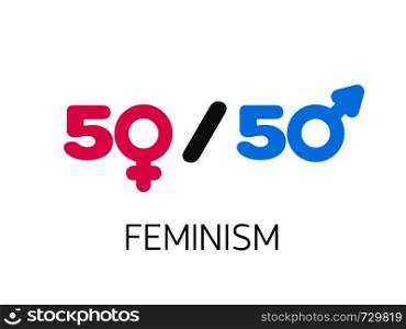 Gender equality concept. Gender symbols vector illustration in flat style. Equality between men and women concept vector