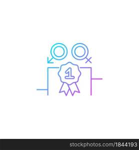 Gender equality gradient linear vector icon. Enjoy equal rewards. Gender parity. Gender-balanced participation. Thin line color symbol. Modern style pictogram. Vector isolated outline drawing. Gender equality gradient linear vector icon