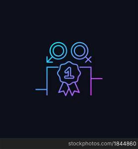 Gender equality gradient vector icon for dark theme. Enjoy equal rewards. Gender parity. Gender-balanced participation. Thin line color symbol. Modern style pictogram. Vector isolated outline drawing. Gender equality gradient vector icon for dark theme