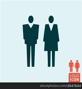 Gender icon. Gender logo. Gender symbol. Man and Woman icon isolated. Toilet, wc, restroom icon minimal design. Vector illustration.