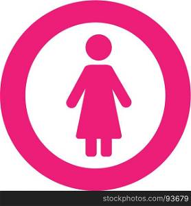 Gender icon symbol. Female girl woman icon in circle. Pink vector symbol.. Gender symbol set. Male Female girl boy woman man vector icon.