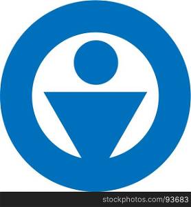Gender icon symbol. Male boy man icon in circle. Blue vector symbol.. Gender icon symbol. Male boy man icon. Blue vector symbol.