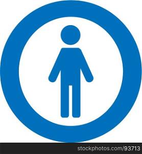 Gender icon symbol. Male boy man icon in circle. Blue vector symbol.. Gender icon symbol. Male boy man icon. Blue vector symbol.