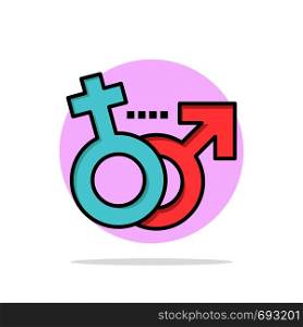 Gender, Male, Female, Symbol Abstract Circle Background Flat color Icon