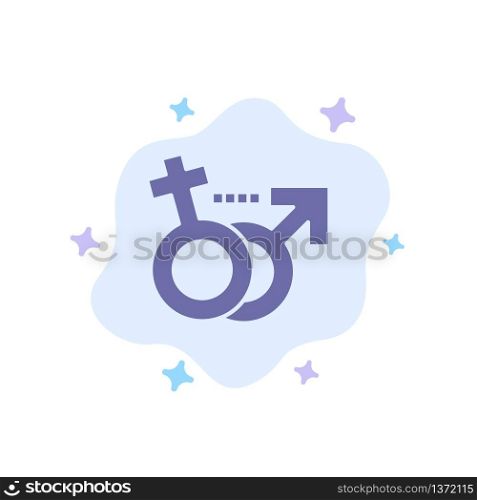 Gender, Male, Female, Symbol Blue Icon on Abstract Cloud Background