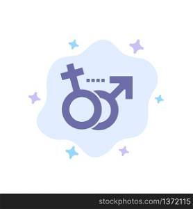 Gender, Male, Female, Symbol Blue Icon on Abstract Cloud Background