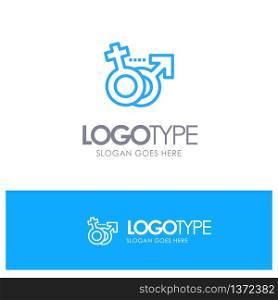 Gender, Male, Female, Symbol Blue Outline Logo Place for Tagline