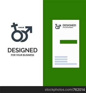 Gender, Male, Female, Symbol Grey Logo Design and Business Card Template