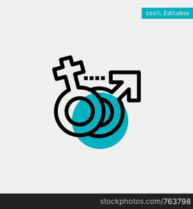 Gender, Male, Female, Symbol turquoise highlight circle point Vector icon