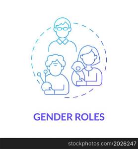 Gender roles blue gradient concept icon. Morality rules for man woman people. Participation in community abstract idea thin line illustration. Vector isolated outline color drawing. Gender roles blue gradient concept icon