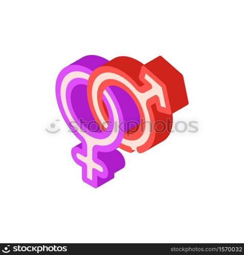 gender signs together isometric icon vector. gender signs together sign. isolated symbol illustration. gender signs together isometric icon vector illustration