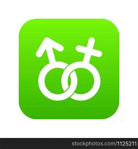 Gender symbol icon digital green for any design isolated on white vector illustration. Gender symbol icon digital green