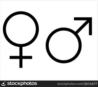 Gender Symbol Icon, Male Female Biological Sex Symbol Icon Vector Art Illustration