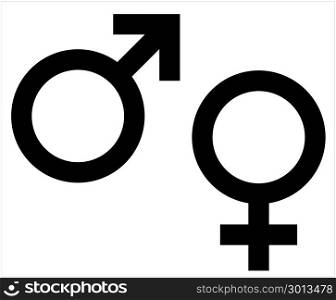 Gender Symbol Icon, Male Female Biological Sex Symbol Icon Vector Art Illustration