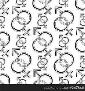 Gender Symbol Icon Seamless Pattern, Male Female Biological Sex Symbol Icon Vector Art Illustration