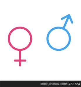 Gender symbol, male and female vector flat icon.