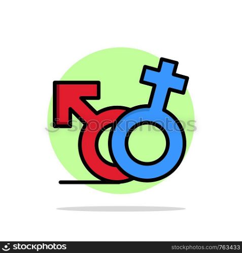 Gender, Symbol, Male, Female Abstract Circle Background Flat color Icon