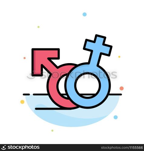 Gender, Symbol, Male, Female Abstract Flat Color Icon Template