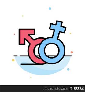 Gender, Symbol, Male, Female Abstract Flat Color Icon Template