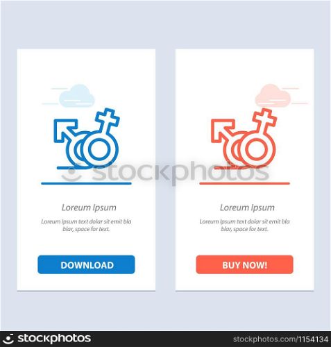 Gender, Symbol, Male, Female Blue and Red Download and Buy Now web Widget Card Template