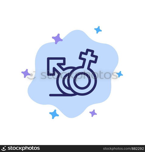 Gender, Symbol, Male, Female Blue Icon on Abstract Cloud Background