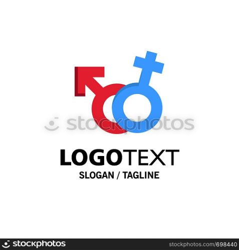 Gender, Symbol, Male, Female Business Logo Template. Flat Color