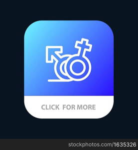 Gender, Symbol, Male, Female Mobile App Button. Android and IOS Line Version