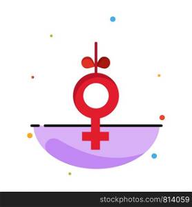 Gender, Symbol, Ribbon Abstract Flat Color Icon Template