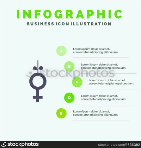 Gender, Symbol, Ribbon Infographics Presentation Template. 5 Steps Presentation