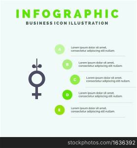 Gender, Symbol, Ribbon Infographics Presentation Template. 5 Steps Presentation